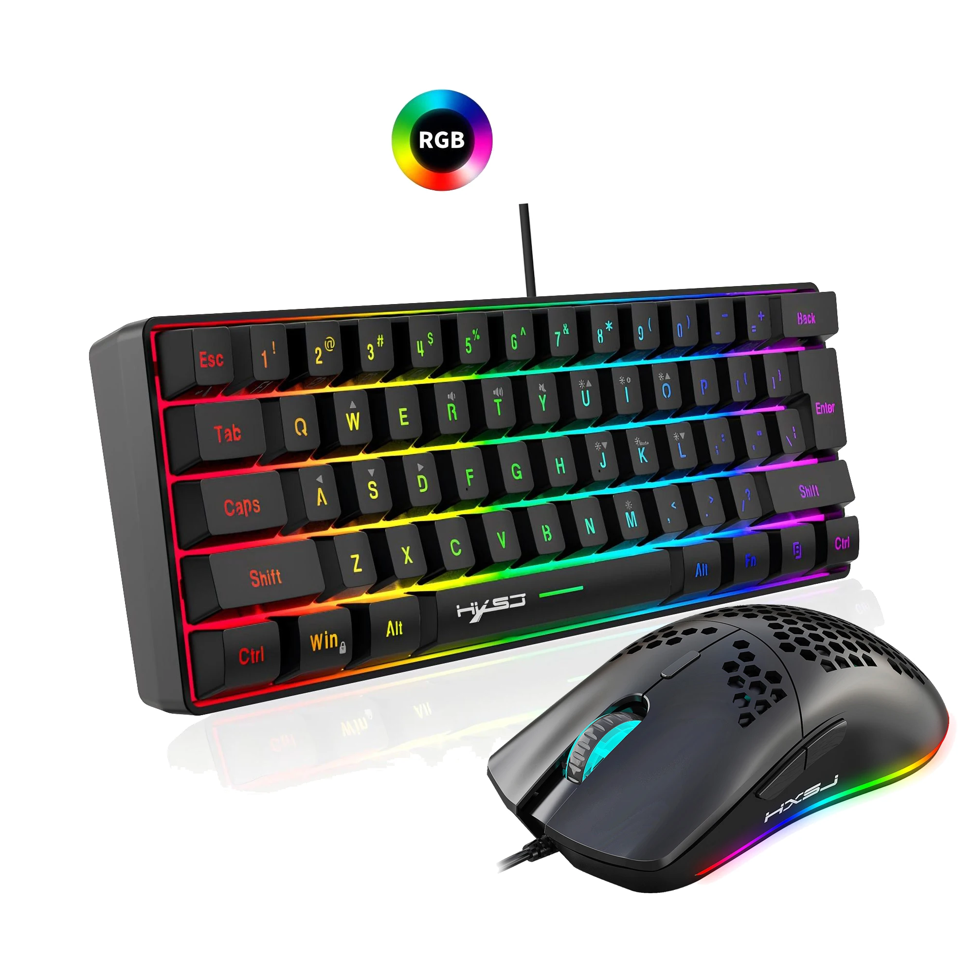 Hot Selling HXSJ 61 Keys V700 RGB Luminous Mechanical Feel Keyboard and Mouse Combos Gaming Set for Computer Game photo 4