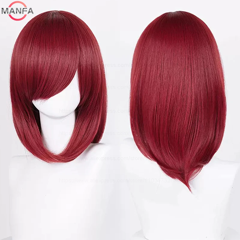 40cm Medium Basic Anime Cosplay Wig Bang Blond  Black White Red Pink Green Brown Gold Blue Heat Resistant Synthetic Hair Wigs photo 2