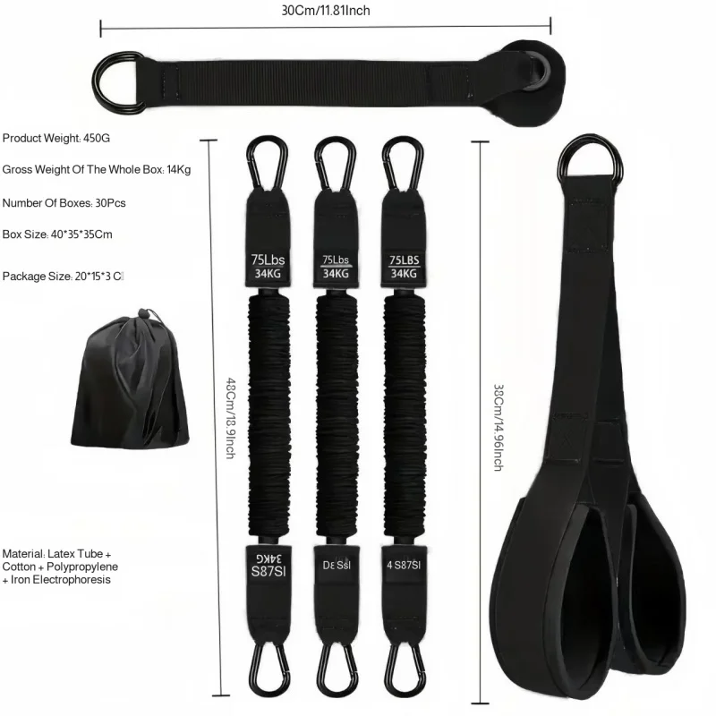 Resistance Bands Set Triceps Rope Home Gym Fitness Pull Rope Strength Workout Equipment Portable Exercise Bands for Men Women photo 2