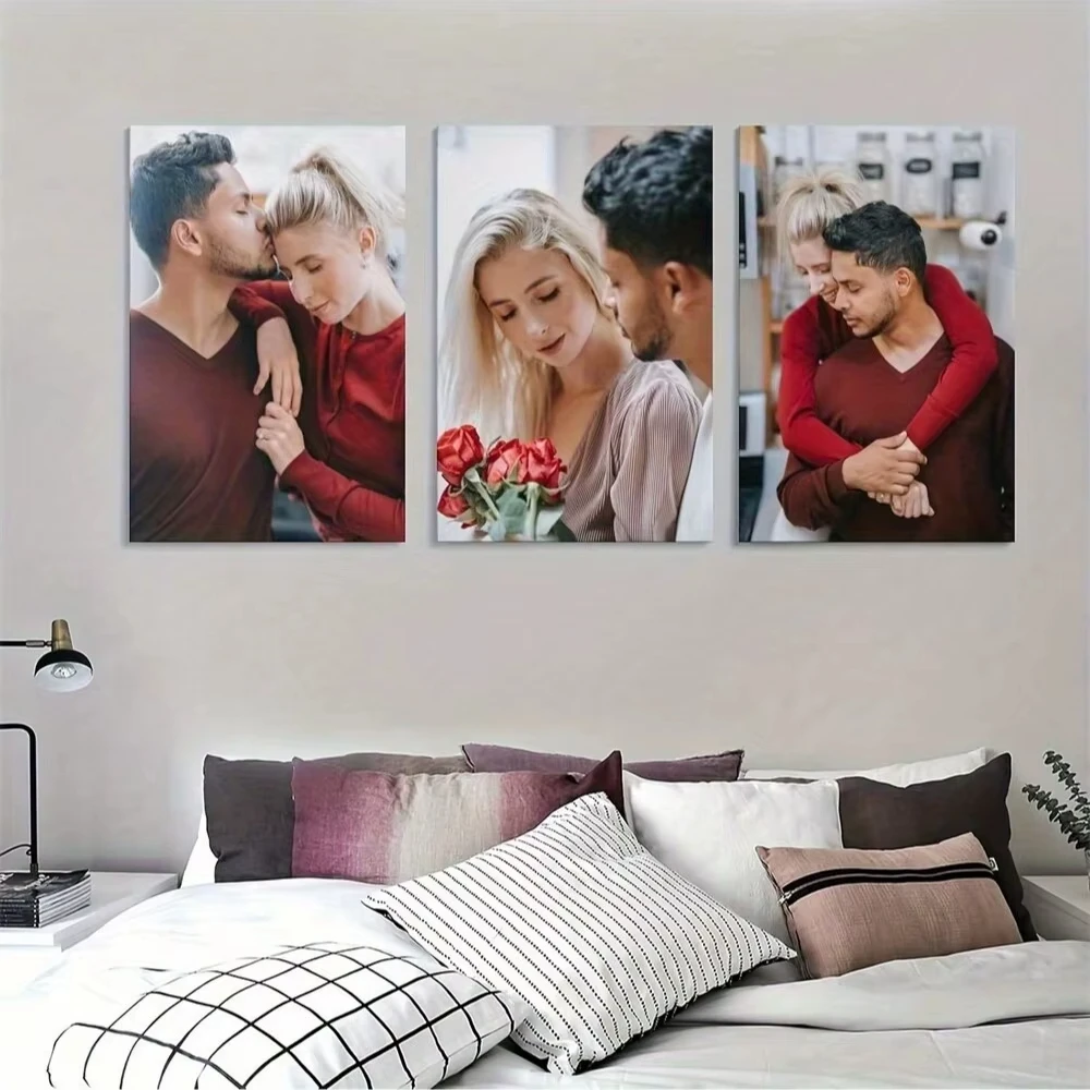 3pcs Personalized Custom Canvas Prints Photo Custom Poster For Family Life Pets Anime Birthday Weddings Scenery Home Decor Gift photo 3