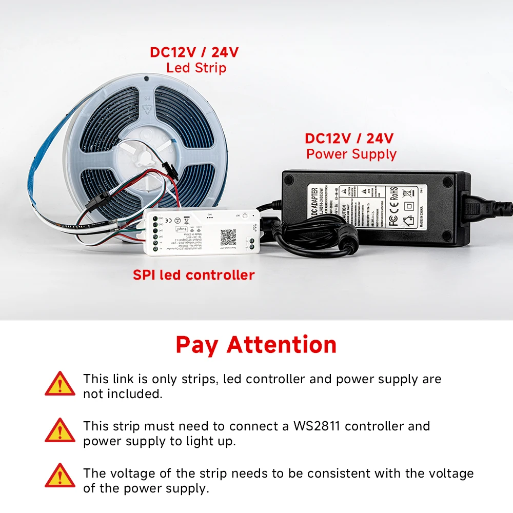 FCOB LED Light Strip Pixel Addressable 630 720 LEDs RGB Dream Full Color 12mm DC12V 24V WS2811 High Density Flexible COB Light photo 4