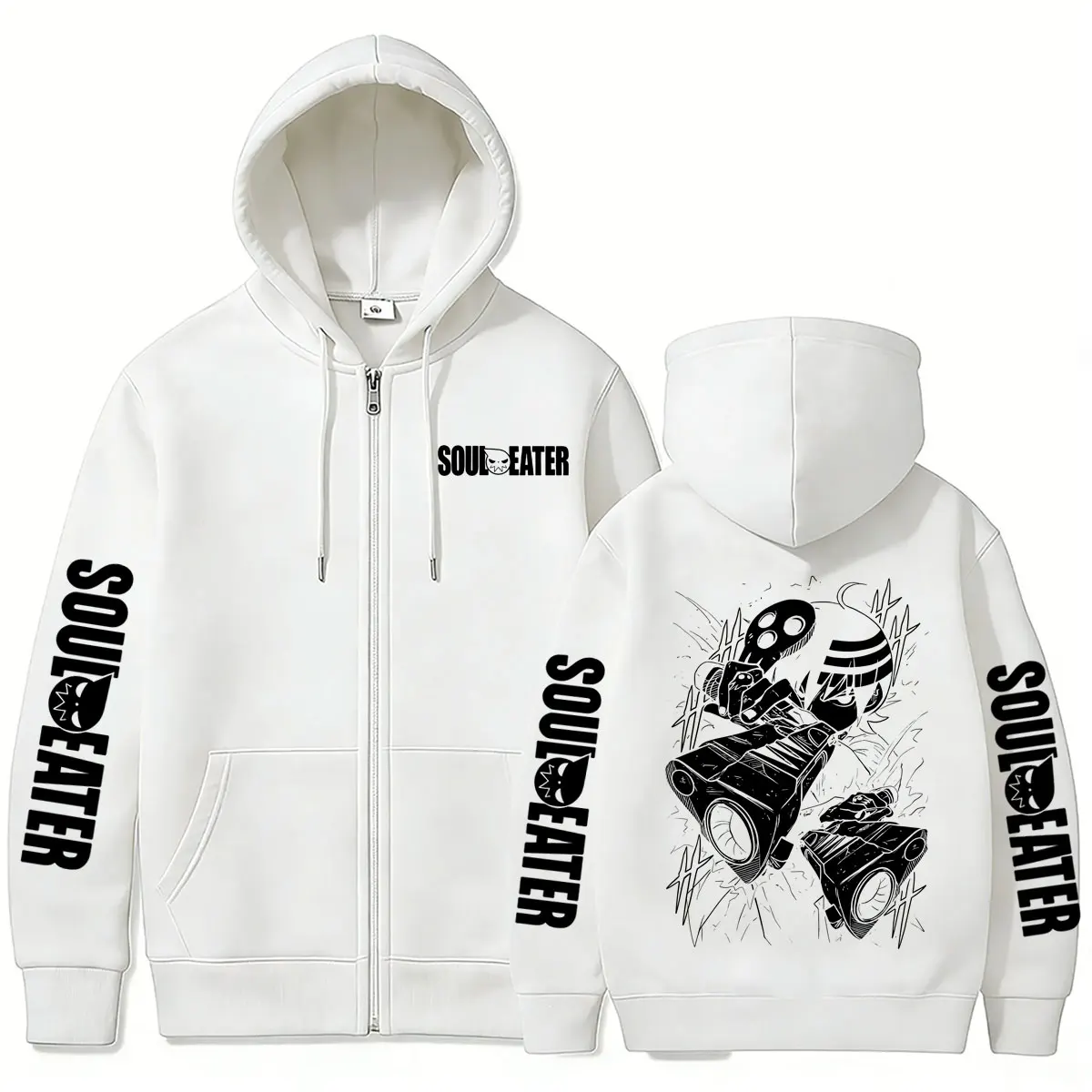 Anime Soul Eater Death The Kid Graphic Zipper Hoodie Men Women Clothing Manga Fashion Streetwear Male Casual Zip Up Jacket Coat photo 6