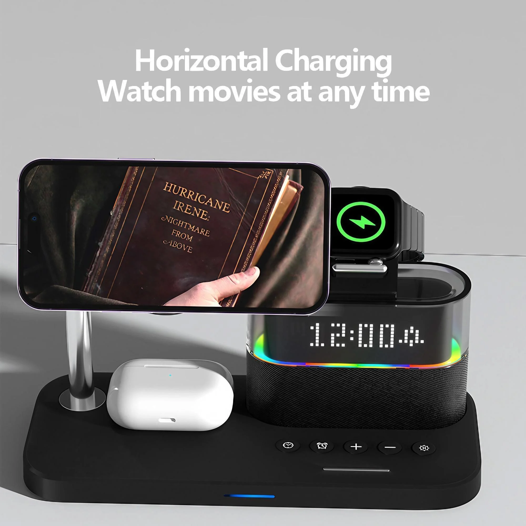 Magnetic Wireless Charging Station for Phones 12 13 14 15 16 17 and Smartwatch 8 7 6 5 Multi Device Charging Pad for Desk Home Office Travel Supports Fast 15W Phone Charging and 5W Wearables 360 Degree Stand photo 4