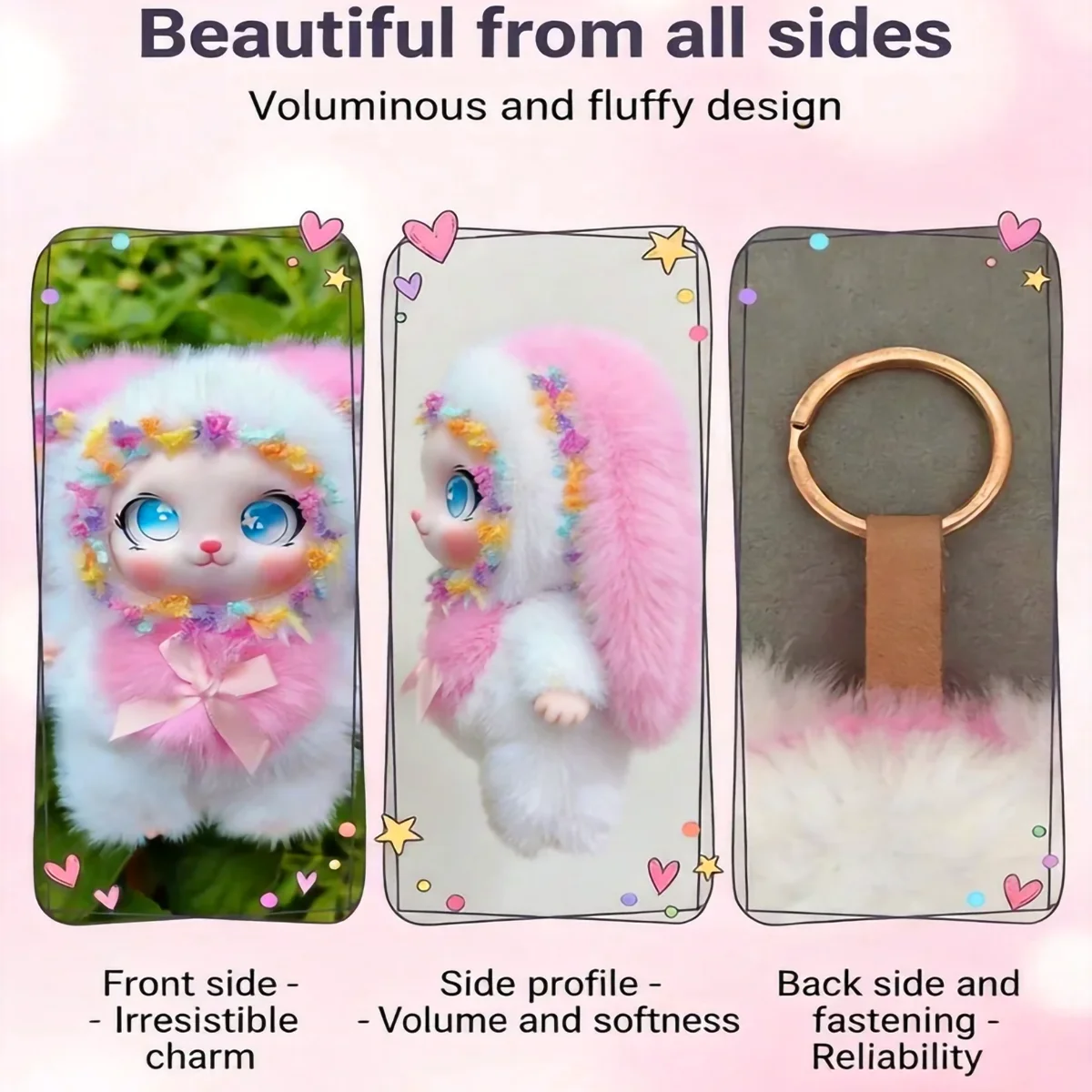 Cute and colorful Plush Rabbit doll; Children's Plush Animal Rabbit doll; Long-Eared Cute Rabbit Lace-Trimmed Plush doll Pendant photo 5