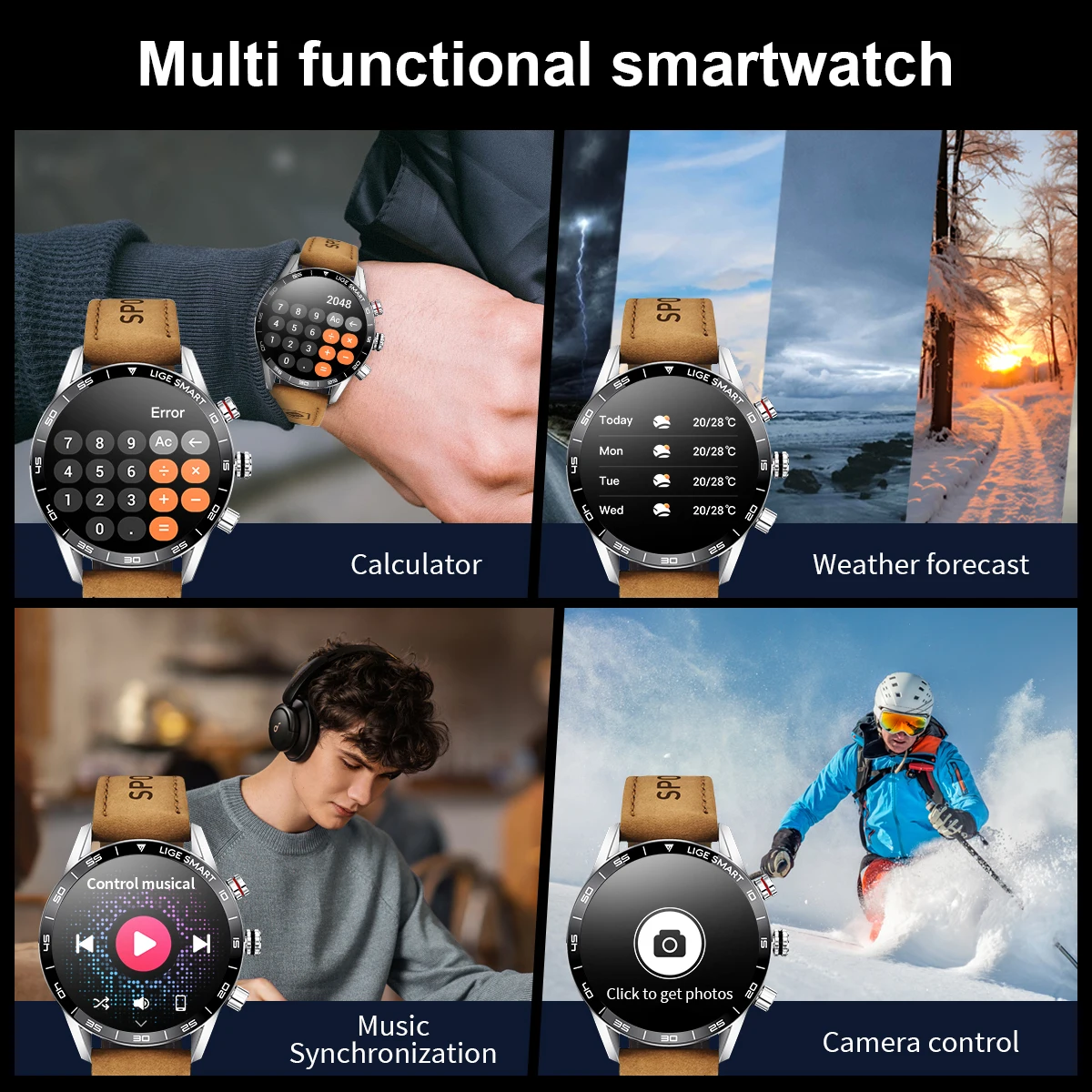 LIGE 2026 New Rugged Military GPS Smart Watch Men AMOLED HD Screen Heart Rate Bluetooth Call Waterproof Outdoor SmartWatch photo 3