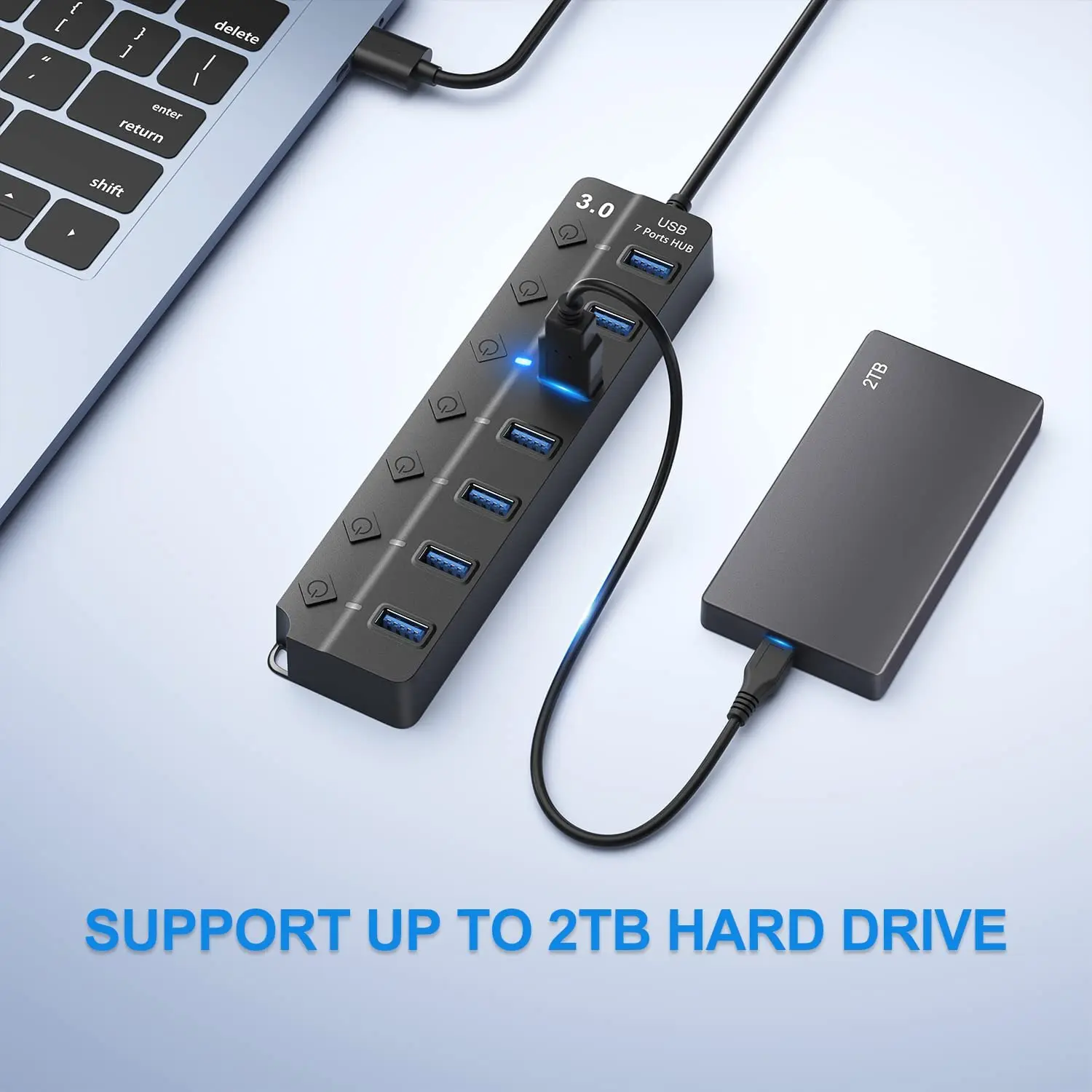 USB 3.0 Hub USB Hub 2.0 Multi USB Splitter Hub 100cm Long Cable Multiple Expander for Computer Laptop PC Accessories USB Adapter photo 5