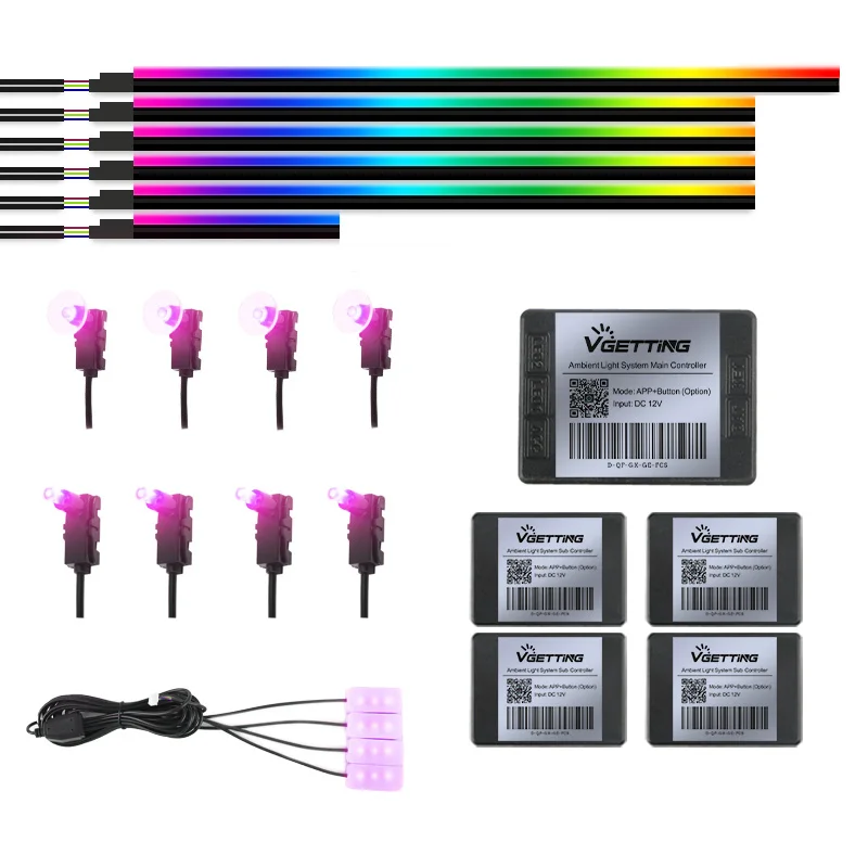 Full Color Streamer Car Ambient Lights RGB 64 Color Universal LED Interior Hidden Acrylic Strip Symphony Atmosphere Lamp photo 5