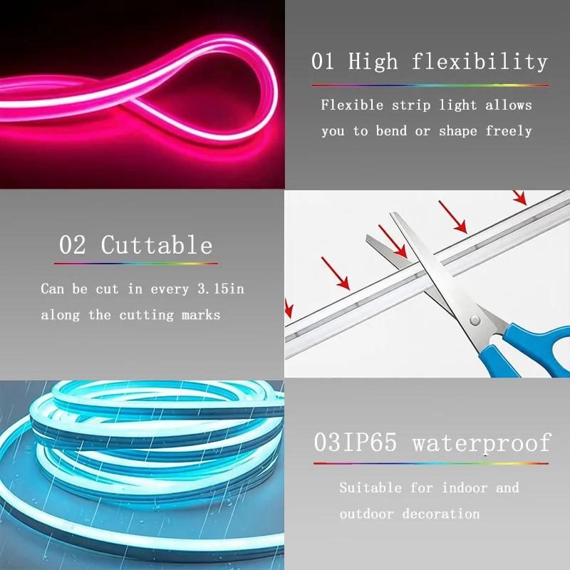 RGB LED Neon Rope Lights APP Control Music Sync IP65 Waterproof Flexible Multi Modes Remote for Indoor Outdoor Bedroom Living Room Gaming Room Party Decoration photo 4