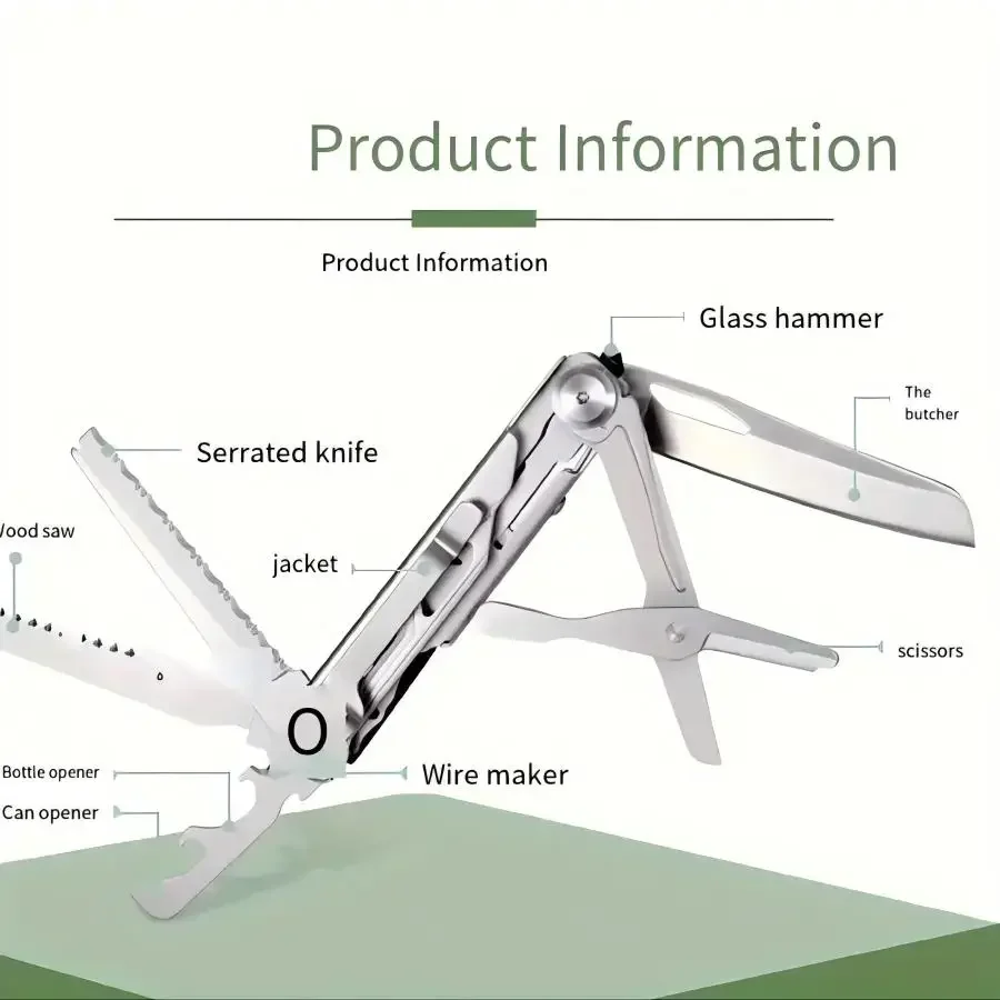 1Pc Pocket Multitool Knife,Durable & Versatile with Scissors & Bottle Opener - Ideal for Outdoor Adventures & Camping photo 2