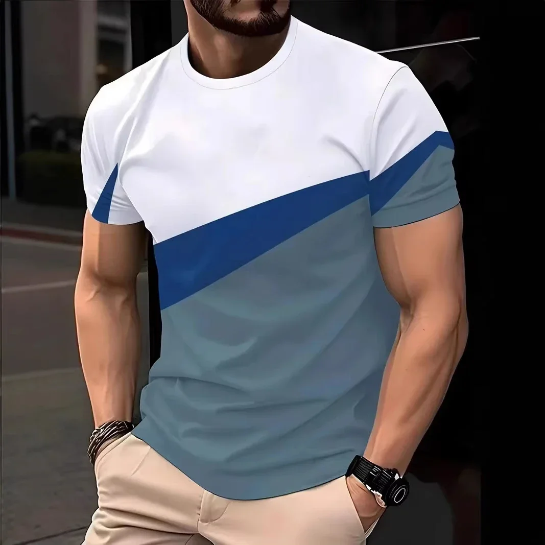 Summer Men's Clothing 3D Circular Print T-shirt Outdoor Round-neck Short-sleeved Tshirt Sports Street Tops photo 3