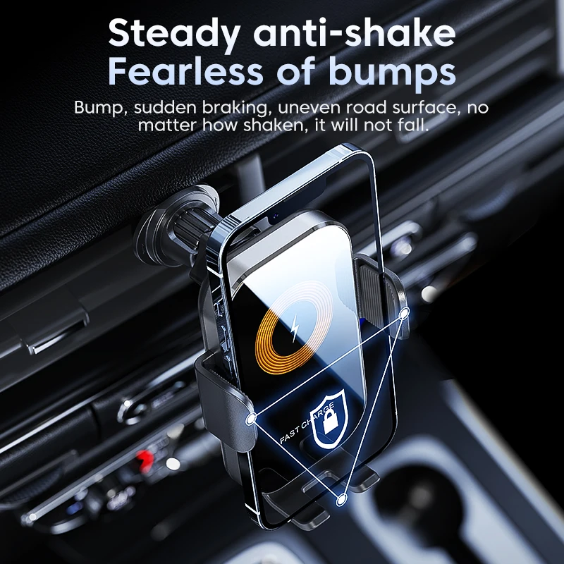 Universal Car Wireless Charger Auto Car Mount Phone Holder Stand 15W Fast Charging For iPhone Xiaomi Samsung Intelligent Sensing photo 5