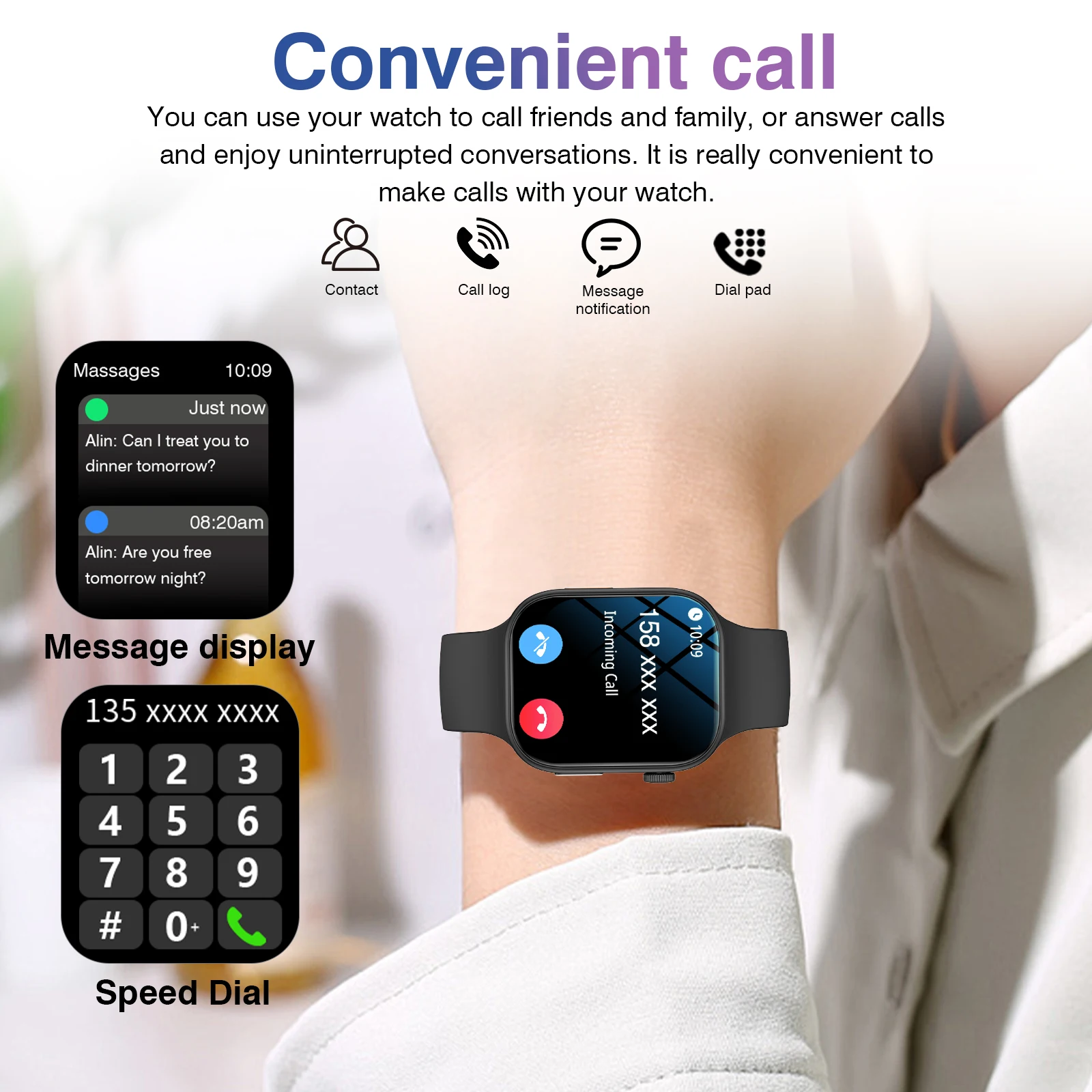 2026 New Smart Watch, Wireless Call, Outdoor Fitness Tracker, Sports Mode, Steps, Sedentary Reminder,  Music Control, Suitable for Android & Iphone,Christmas/New Year/Birthday Watch Gifts photo 3
