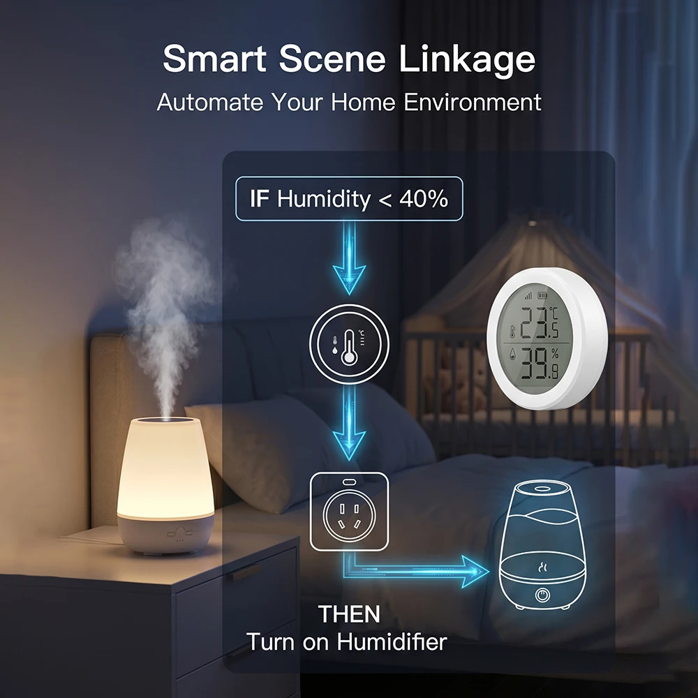 Wireless Temperature Humidity Sensor Indoor Compatible with Tuya Smart Life App ZigBee Alexa/Google Home for Baby Room Cellar photo 4