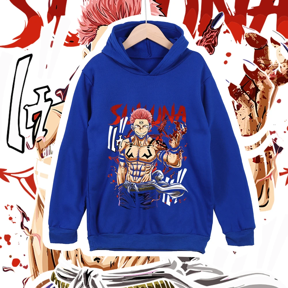 Anime Kids Cotton Tshirt Jujutsu Kaisen Sukuna Print Unisex Boys Girls Hoodie Sweatshirt for Children 100 160cm Height photo 2