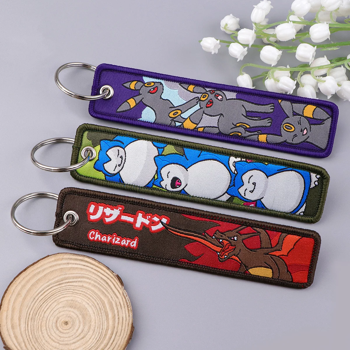 Japanese Anime Elf Monsters Keychain for Cars Backpack Key Holders Embroidery Keyrings Key Tag Jet Tag Accessories Gifts 1pcs photo 4
