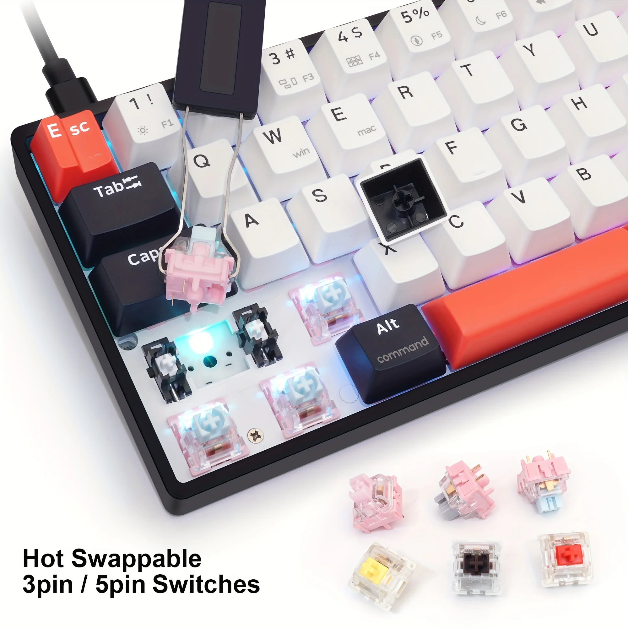 SKYLOONG GK61 QMK/VIA Wired Keyboard RGB Backlight USB Gaming Mechanical Keyboard Silent Tactile Switch Hot Swappable PBT Keycap photo 5