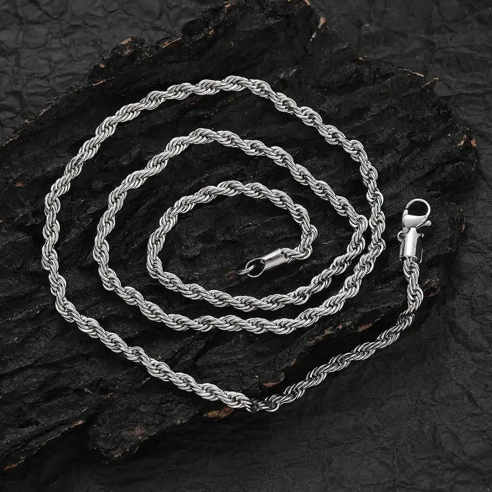 2-6MM Stainless Steel Necklace For Women Men Never Fade Waterproof Twisted Rope Chain Fashion Jewelry 16-30 inches photo 5