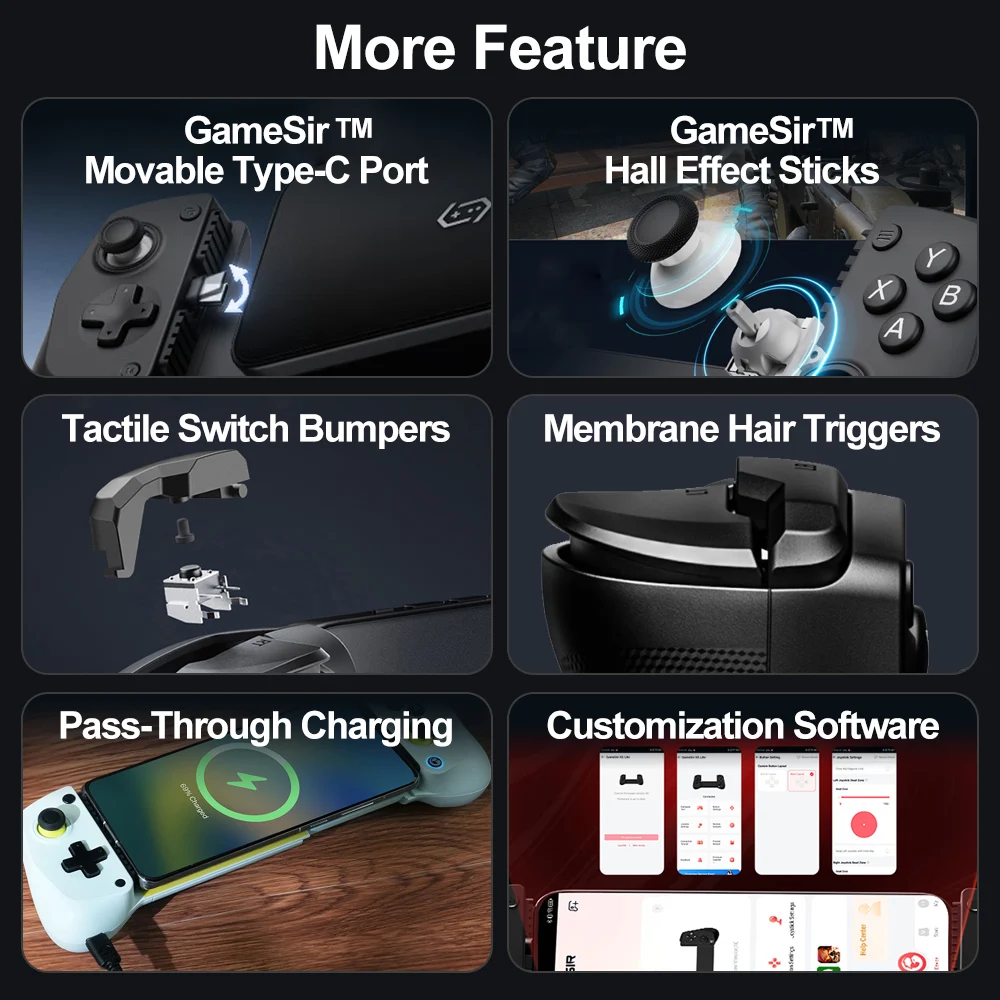 GameSir X5 Lite Mobile Phone Gamepads for iPhone 16 15 Series iPad Mini Android Tablet Controller Hall Effect Joysticks Design photo 6