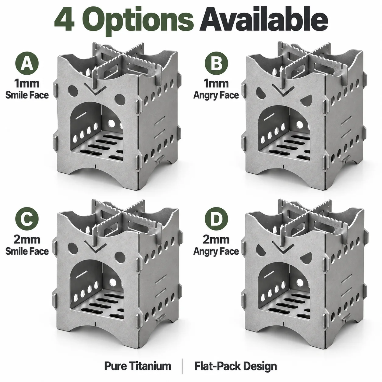 Pure Titanium Wood Stove 1mm/2mm Flat-Pack Card Stove Portable Titanium Camp Stove for Backpack Bushcraft Hiking Outdoor Cooking photo 2