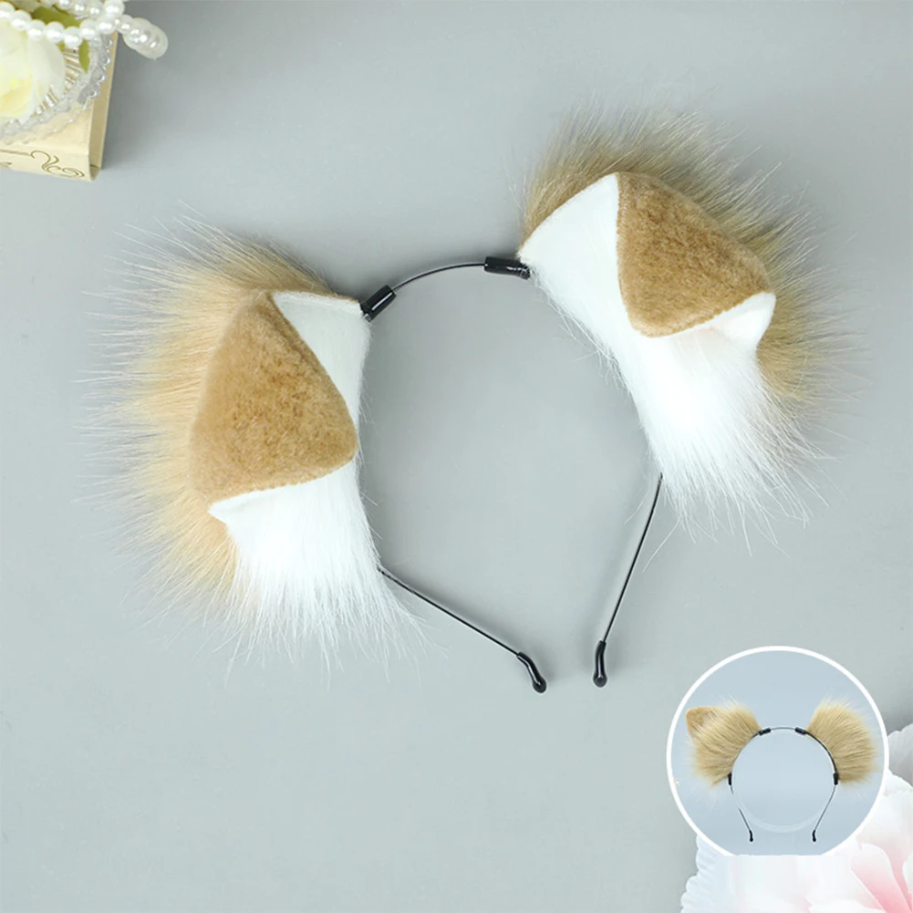 Halloween Dog Ear Tail Set  Cosplay Accessories Costume Plush Realistic Animal Ears Tail for Anime Party Cute Pet Role Play photo 5