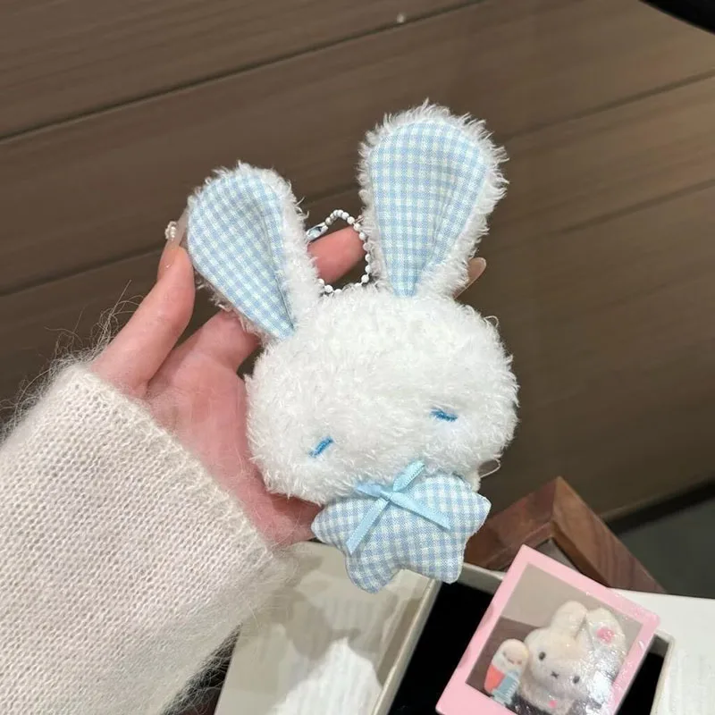 New Kawaii New Mini Angel Bunny Plush Keychain Cute Soft Rabbit Stuffed Toy Hanging Pendant photo 2