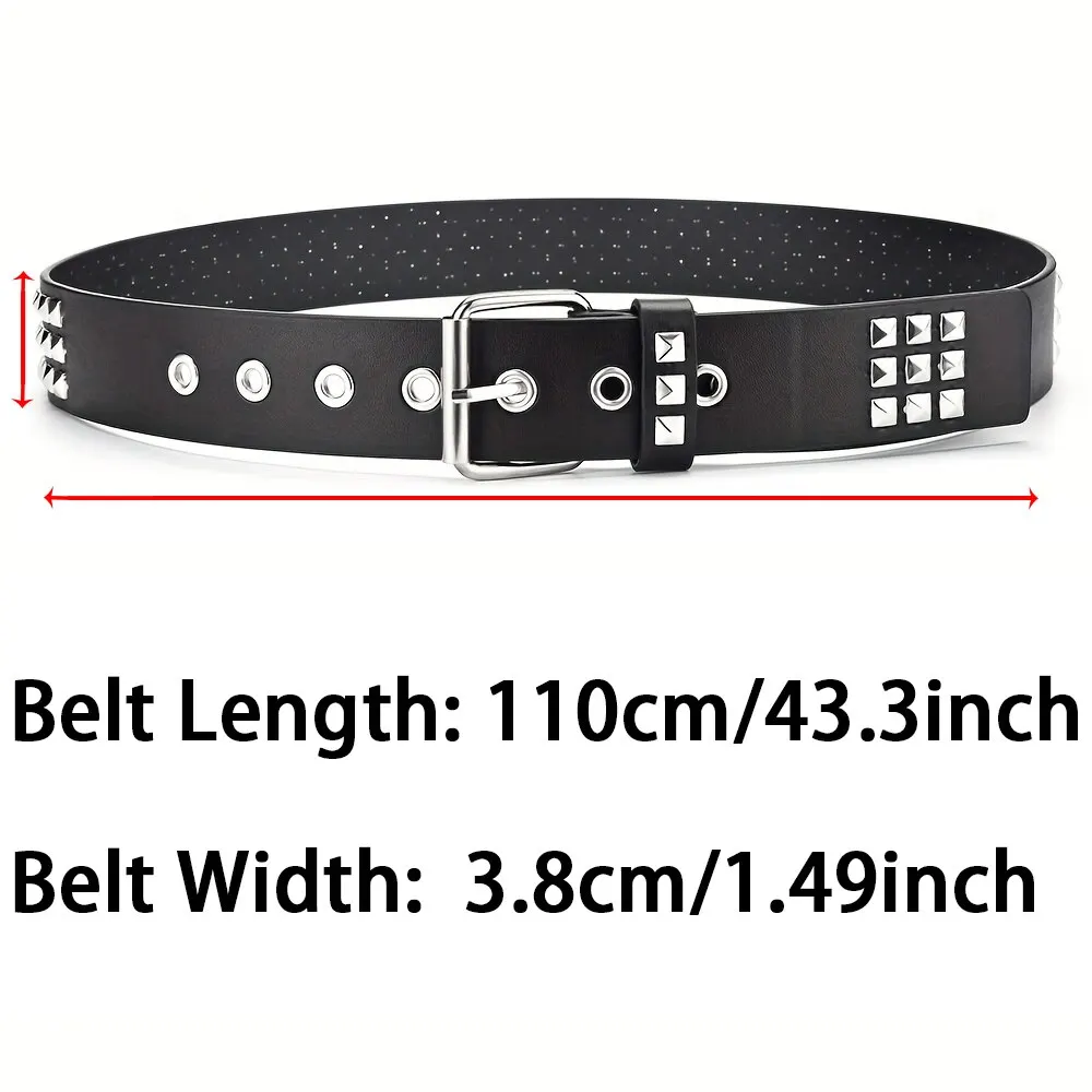Fashion New Square Bead Rivet Belt Metal Pyramid Belt Men and Women Punk Hardware Jeans Belt Y2K Belt Designer Belt Women's Belt photo 2