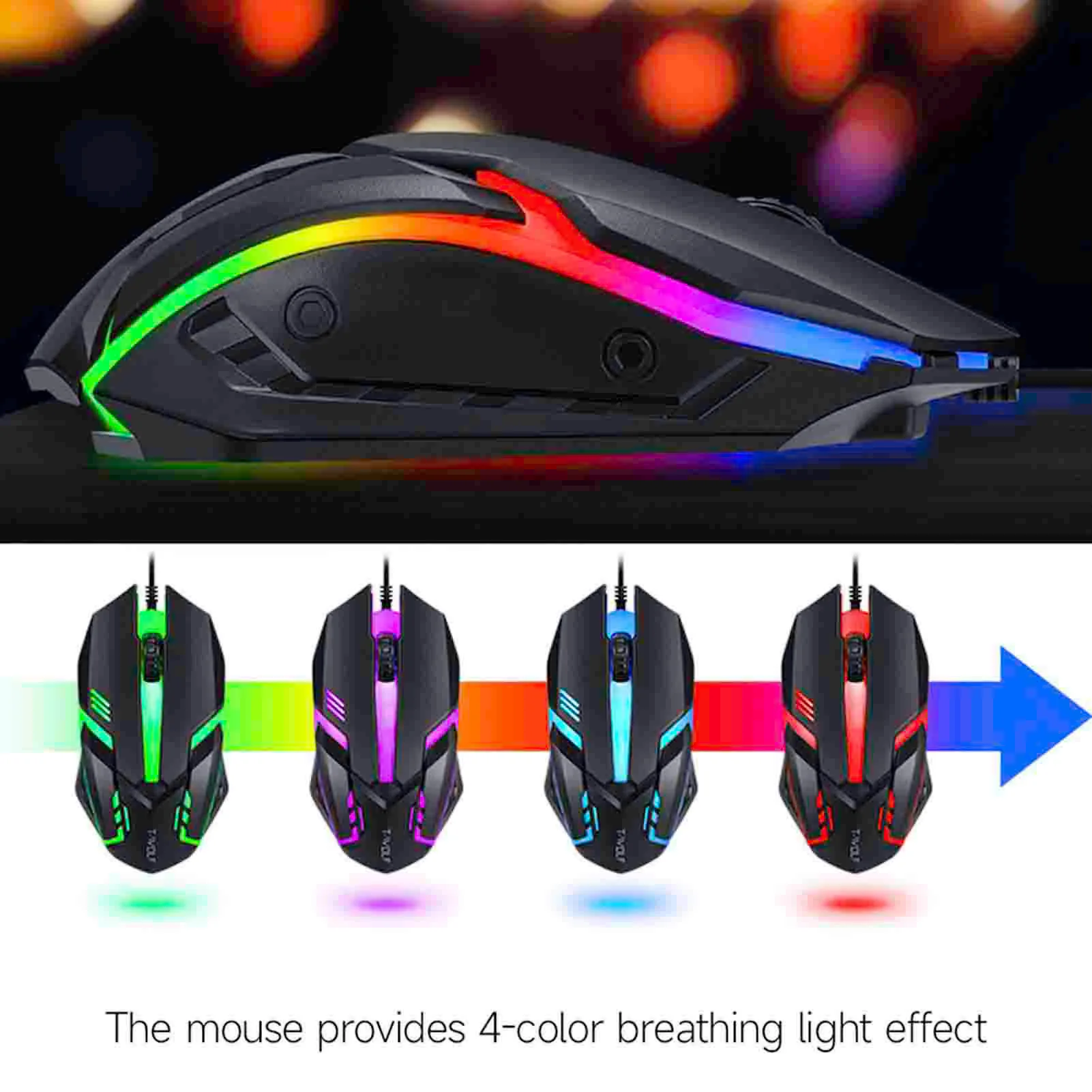 TF800 Four-piece Gaming Combo 104 Keys Keyboard 4-color Breathing Light Mouse 3.5mm Gaming Headset Anti-slip Mouse Pad photo 6