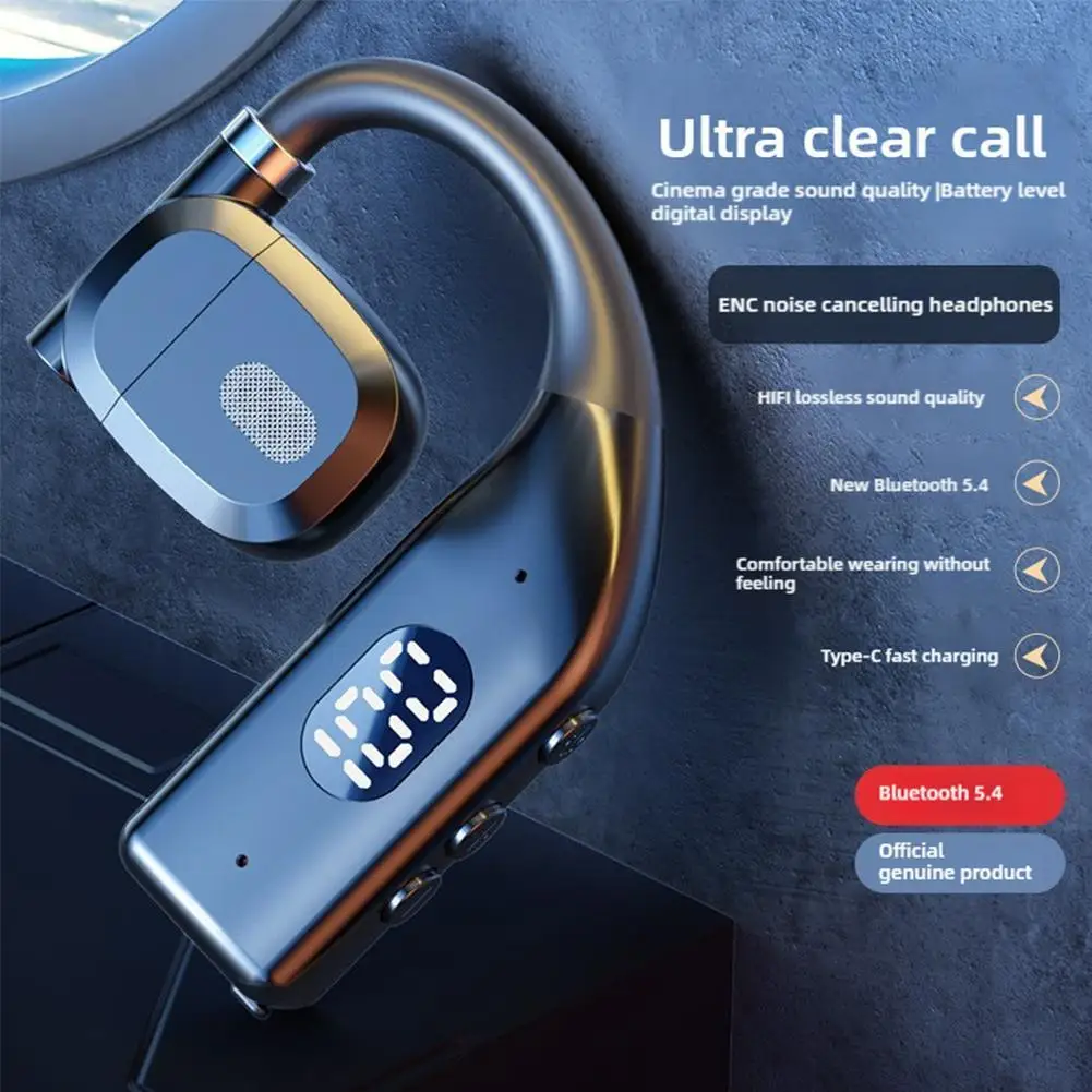 2PCS Bluetooth Ear Hooks Rotatable Earphones LED Digital Display Wireless Sport Headphones Long Battery Life Headset photo 3