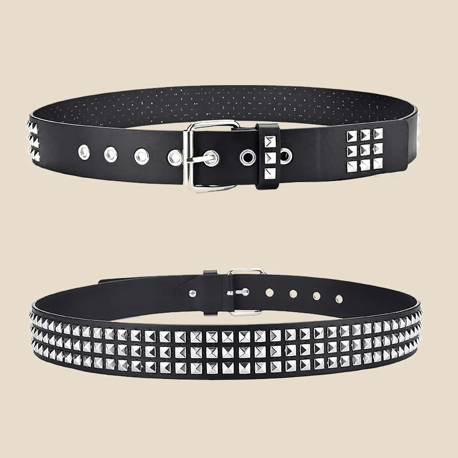 Fashion New Square Bead Rivet Belt Metal Pyramid Belt Men and Women Punk Hardware Jeans Belt Y2K Belt Designer Belt Women's Belt photo 5
