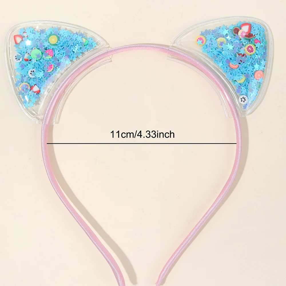 5Pcs Cat Ear Headband Cute Star Shining Sequin Hairbands Sweet PVC Ear Princess Hair Band Gift Kids Fashion Headwear Accessories photo 5