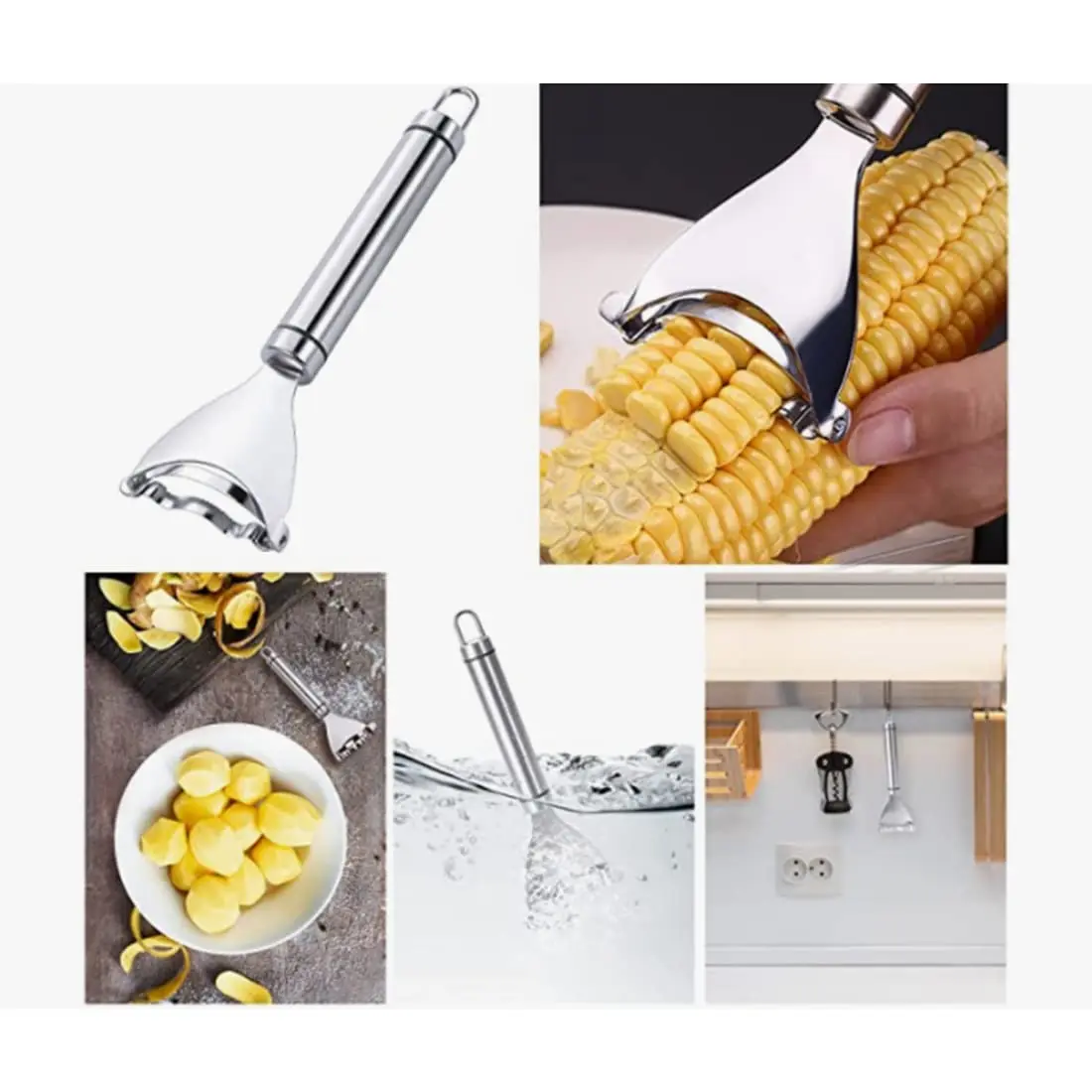 Home Y-Shaped Corn Peeler - Stainless Steel Fast Kernel Remover 3 Seconds Per Corn Kitchen Corn Shelling Lazy Tool photo 5