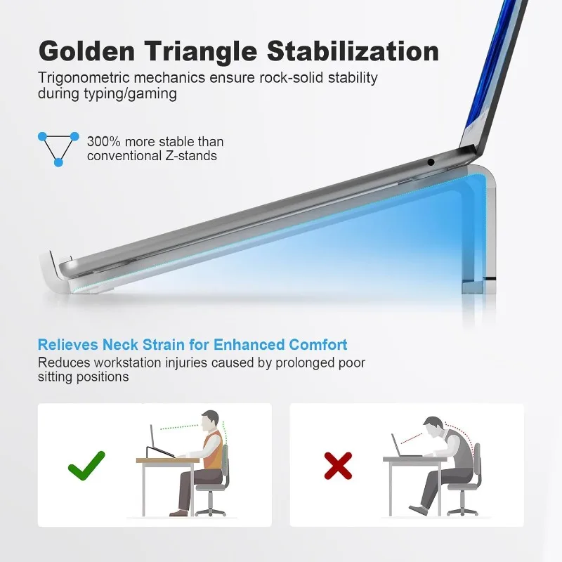 Foldable Laptop Stand for Desk, Universal Laptop Riser Ventilated Holder, Silver, Portable Notebook Stand photo 4