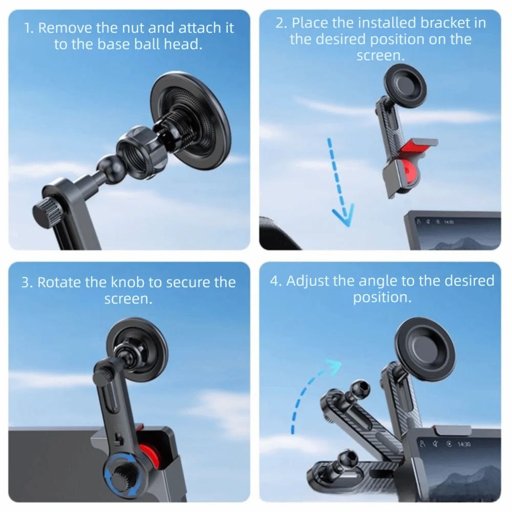 Car Central Screen Magnetic Car Phone Holder 360° Rotatable Anti-Shake Car Monitor Mount Corner Holder Secure Grip Car Holder photo 2