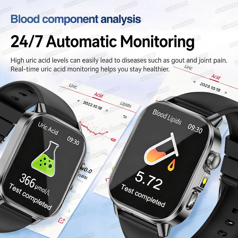 New Men Accurate Health Diagnosis ECG Smart Watch Blood Pressure Blood Oxygen Blood Fat Uric Acid Temp Bluetooth call Smartwatch photo 6