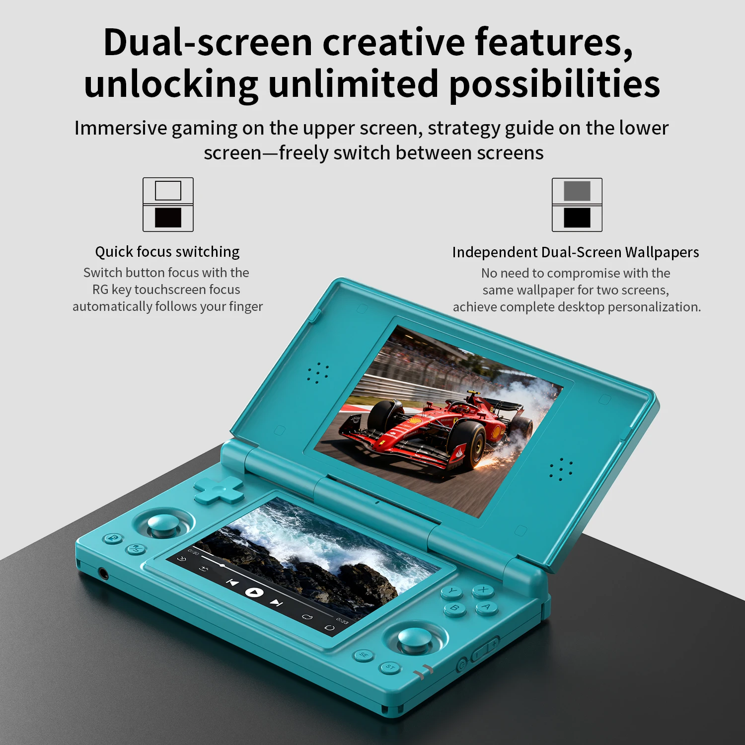 Anbernic RG DS Retro Video Game Console 4 Inch IPS Dual Multi-touch Screen Android 14 Flip Game Player RGDS For Christmas Gift photo 5
