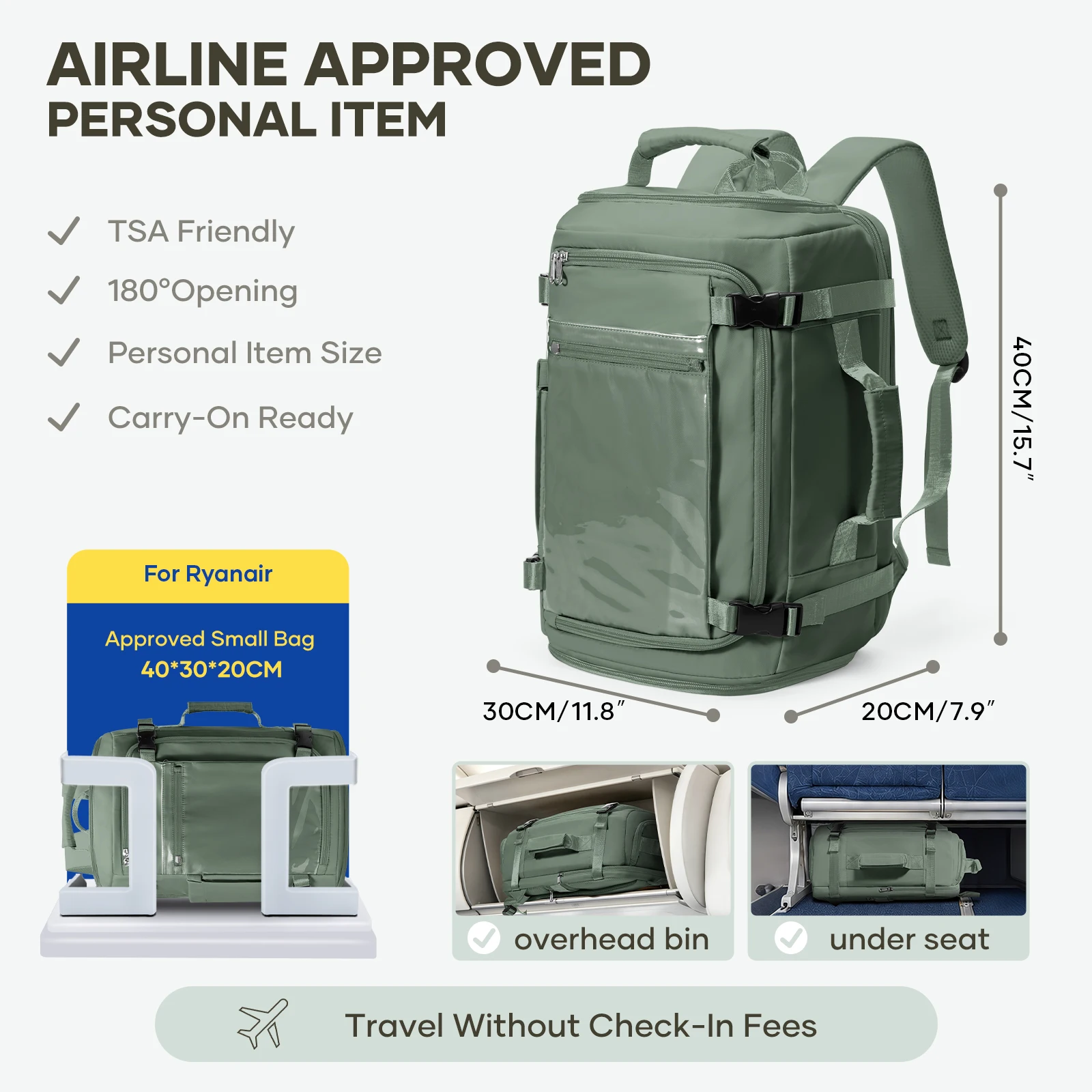 Ryanair Backpack 40x30x20, Airplane Cabin Backpack Hand Luggage Backpack Ladies Travel Backpack Laptop Bag, Men's Work Backpack photo 2