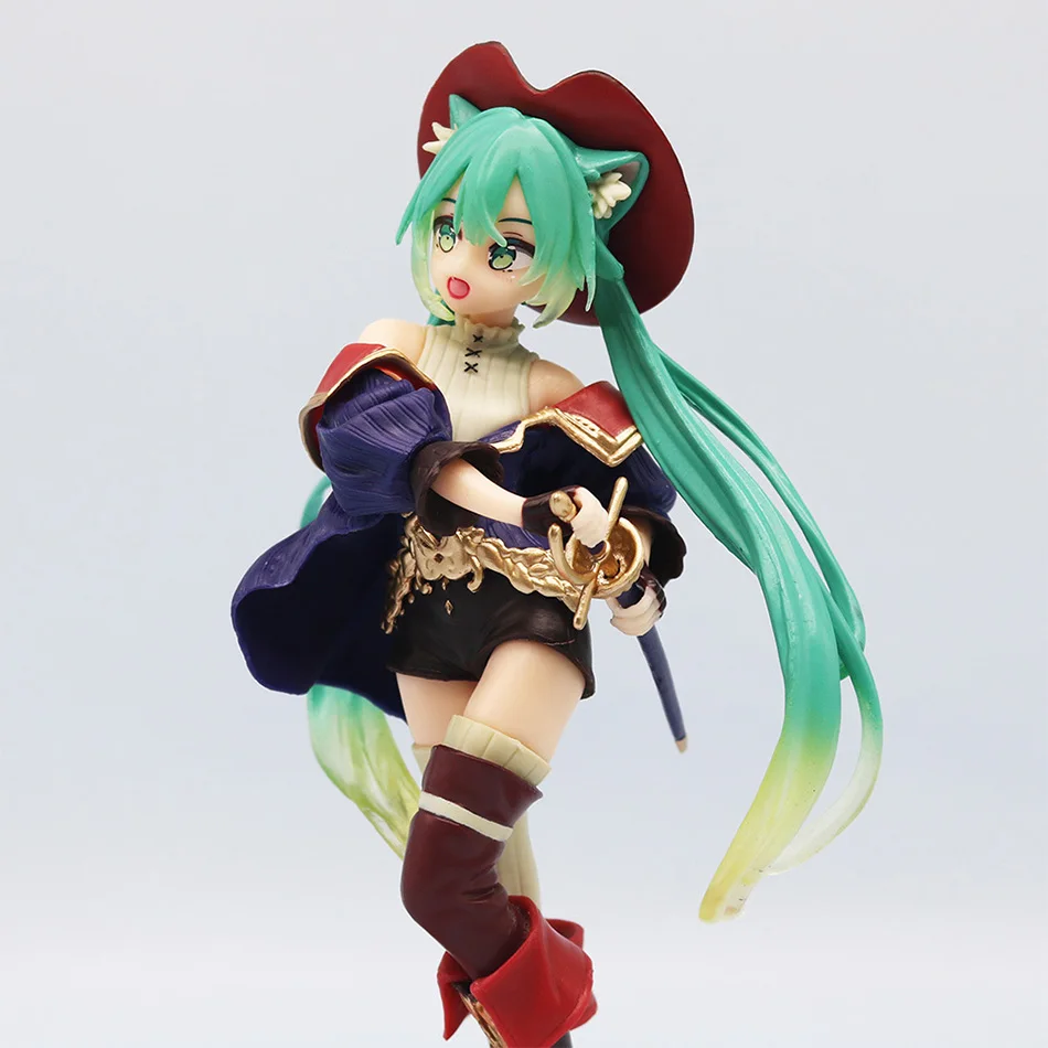 Hatsune Miku Desktop Cute Action Figure Tale Wonderland Miku Puss in Boots Anime Figurine Kawaii Girl Model Toy Adorable Decor photo 4