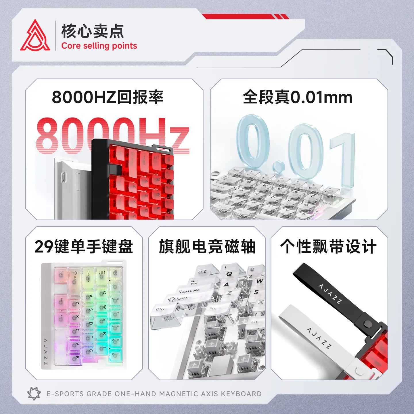 AJAZZ AK029 Magnetic Switch Keyboard One Handed 8000Hz 29 Keys RGB Wired Mini Gaming Mechanical Keyboard Gamer Accessories Gifts photo 5
