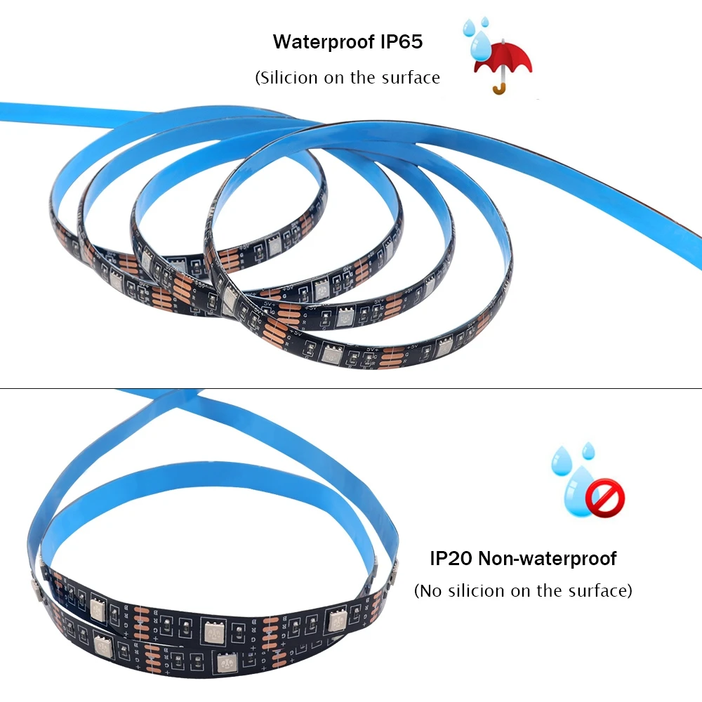 DC 5V 5050 RGB Strip LED Light Battery Powed IP21/IP65 Ribbon Tape Stable Led Strips Indoor Outdoor 3/24/44key Control Remote photo 6
