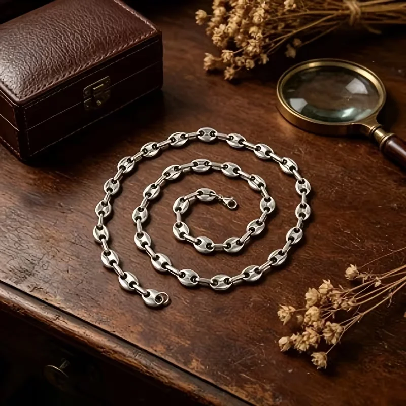 Trendy Simple Pig Nose Chain Coffee Bean Chain Men's and Women's Unique Necklace Stainless Steel Everyday Accessory photo 4