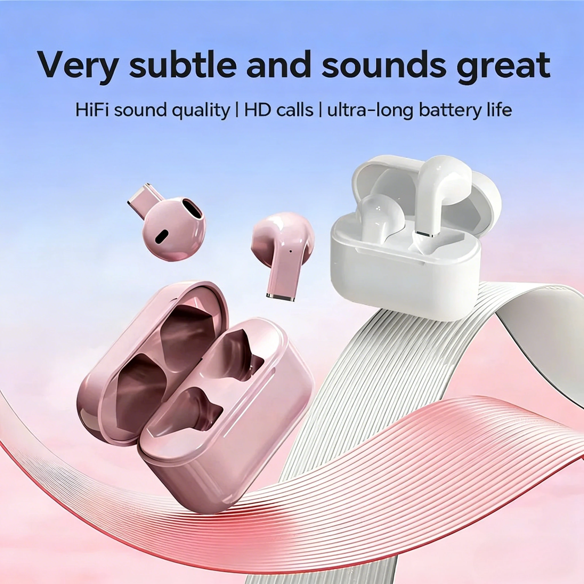 Mini Earphones Wireless Bluetooth Earbuds Long-Last TWS Noise Cancellation Headphones Extended Battery Life With Mic for Music photo 2