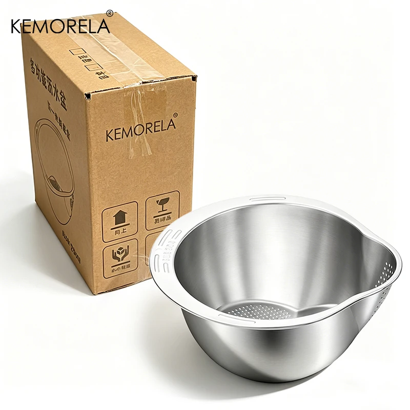 Rice Washer Strainer Bowl Stainless Steel 304 Rice Washing Bowl Rice Sieve Colander Fruit And Vegetable Strainer Kitchen Tools photo 4