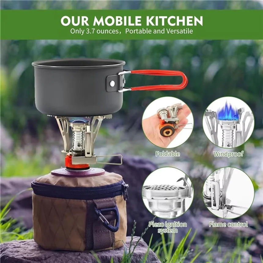 Portable All in One Camping Stove with Converter Compact Lightweight Outdoor Cooking Gear for Hiking Backpacking photo 4