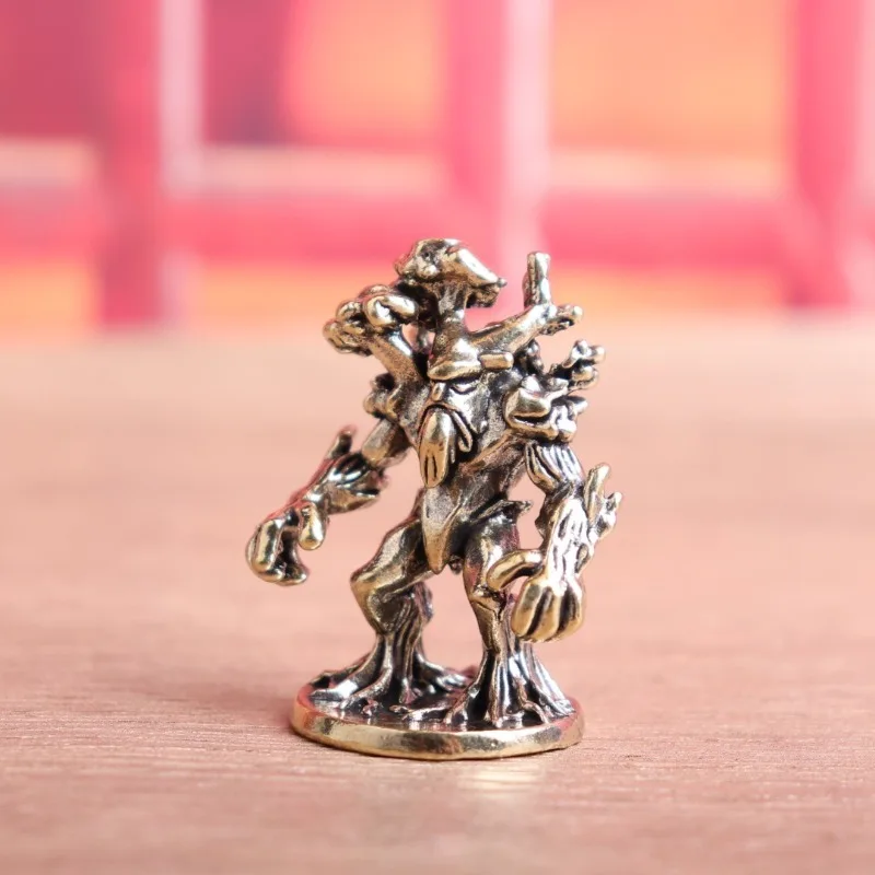 Retro Antiqued Brass Tree Monster Figurine Small Fantasy Creature Statue Desktop Decoration Tea Pet Collectible Handicraft Gift photo 4