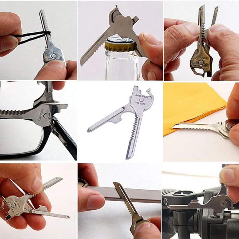 Multi Function Folding Tool Keychain Opener Screwdriver EDC 6 In 1 Utility Outdoor Survival Rescue Pocket Plier KeyRing photo 4