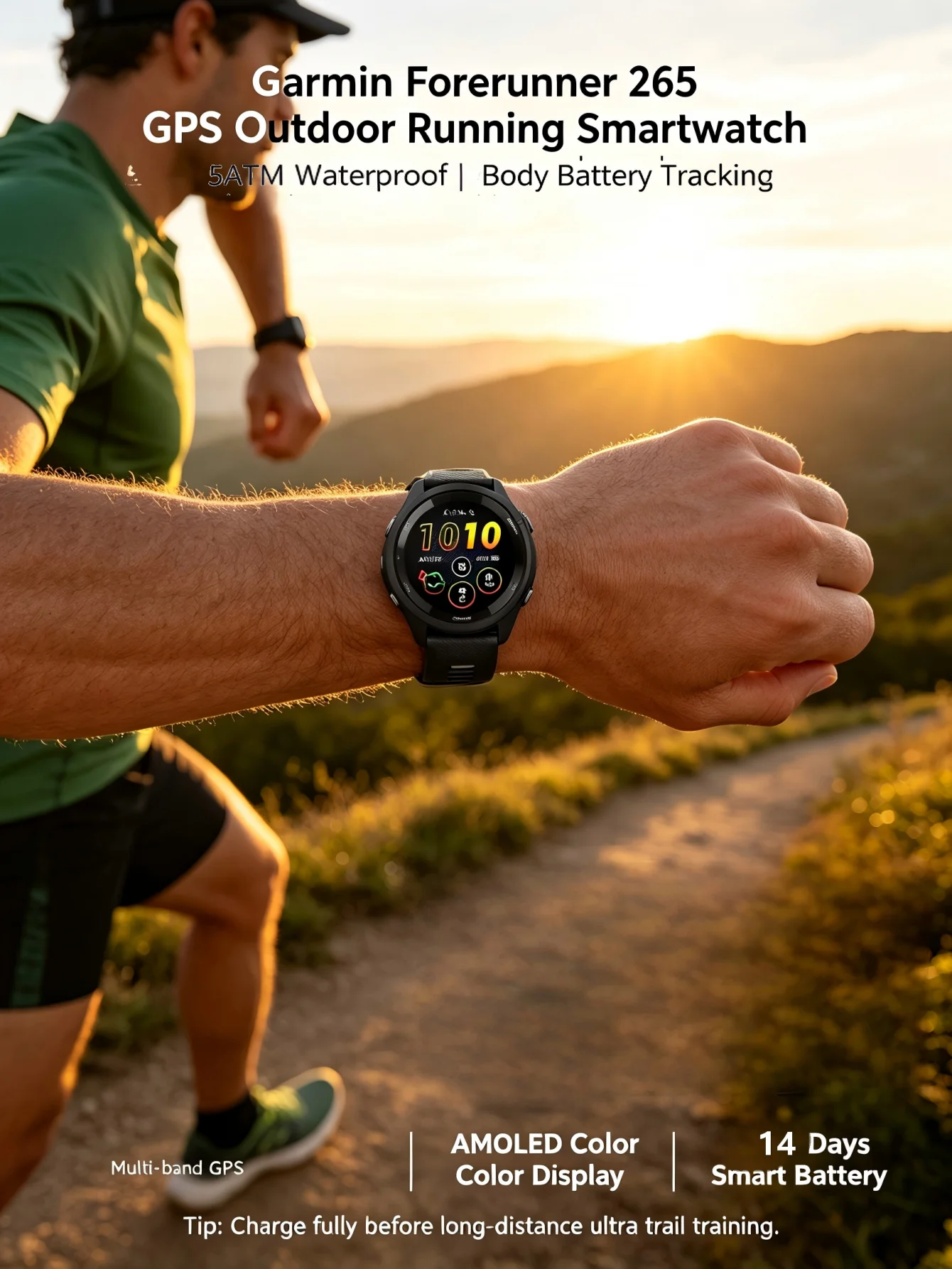 Garmin Forerunner 265 Outdoor GPS Smartwatch, Multi-Band Navigation with Topo Map, Altimeter Compass, 24/7 Health Tracking SpO2 Sleep Monitor, Cycling Running Hiking Triathlon photo 5