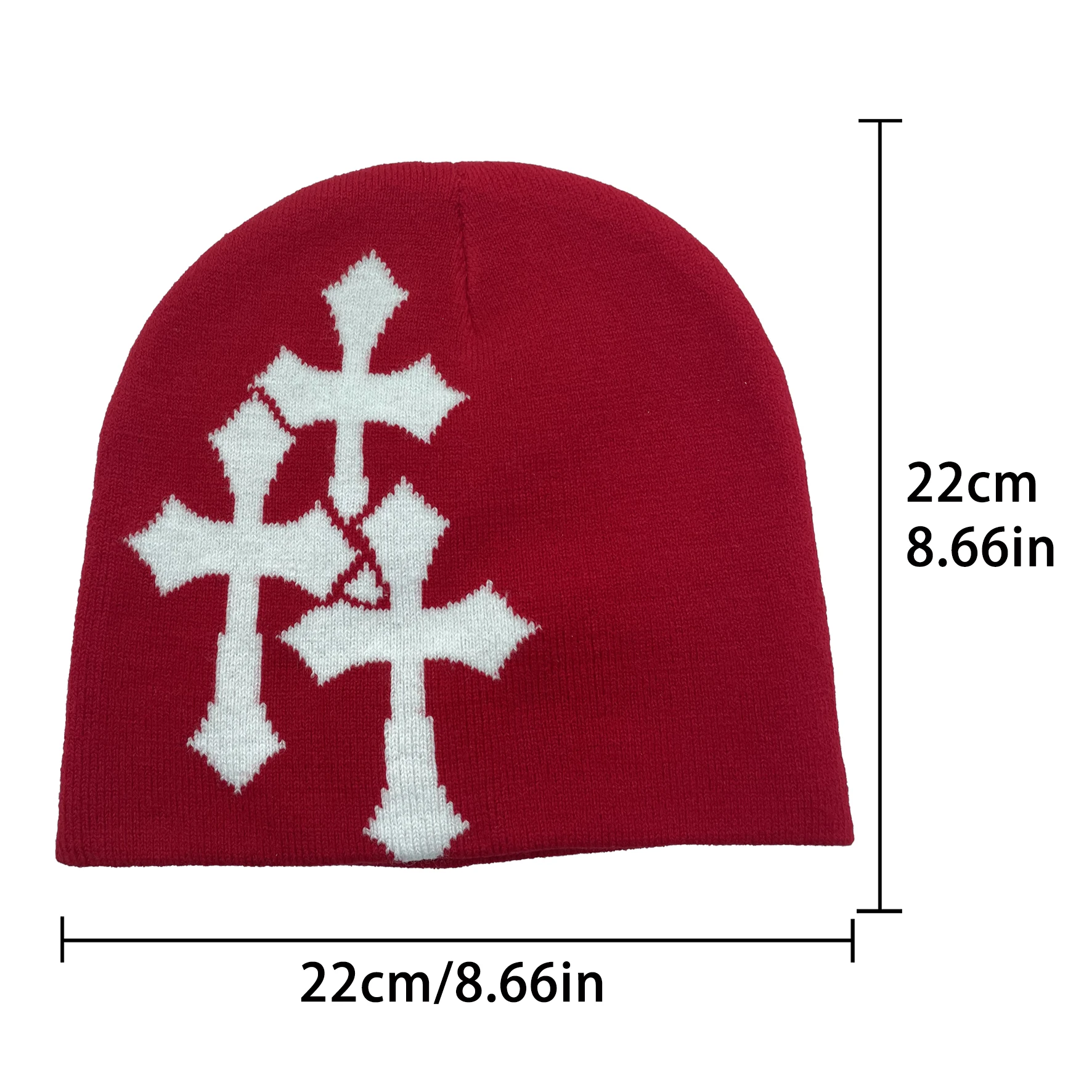 Y2K Crucifix Jacquard Knitted Hat, European And American Popularity Hip Hop Hat, Street Trend Fashion Personality Adult Hat photo 6