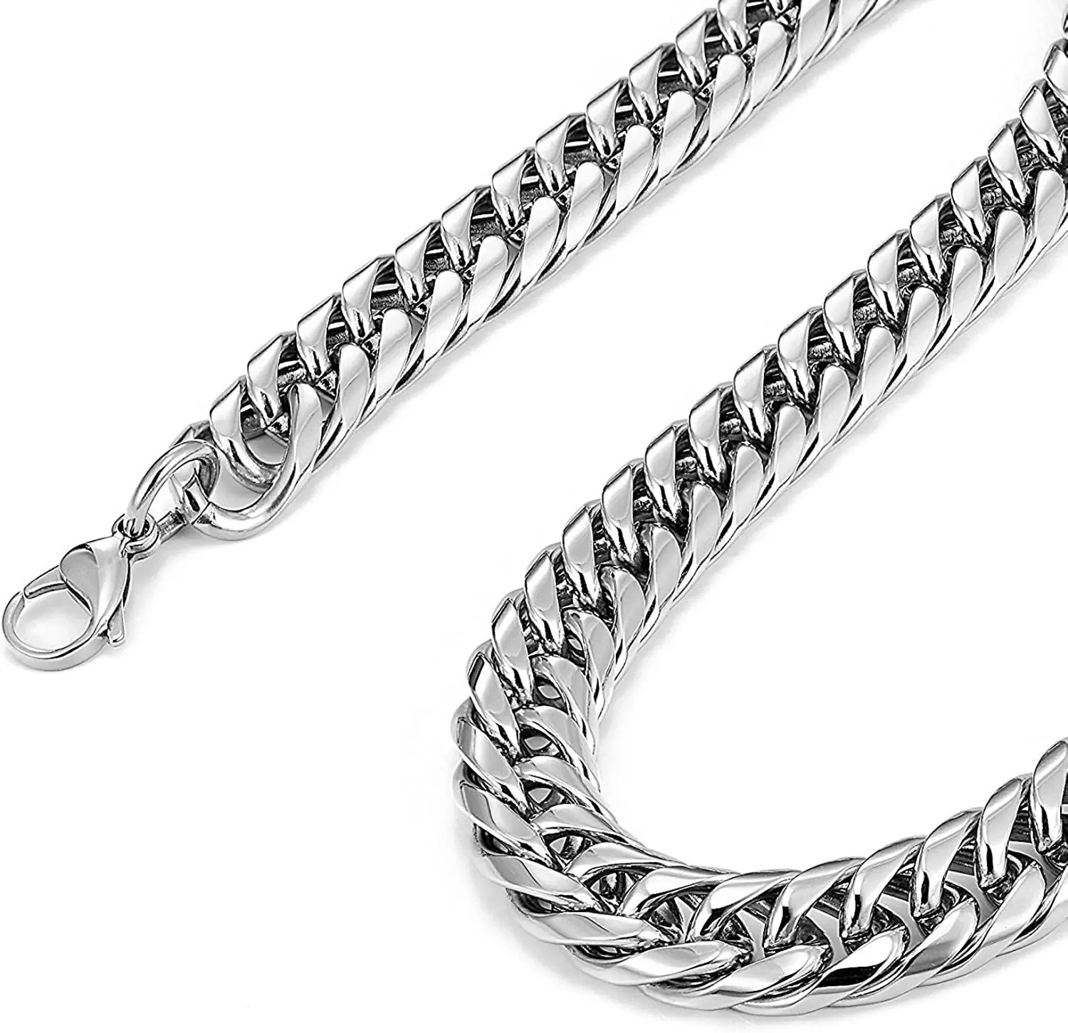 HNSP Stainless Steel Waterproof Cuban Link Chain Necklace For Men Jewelry Thick Heavy Chain 8/10/12/14MM Punk Rock Accessories photo 3