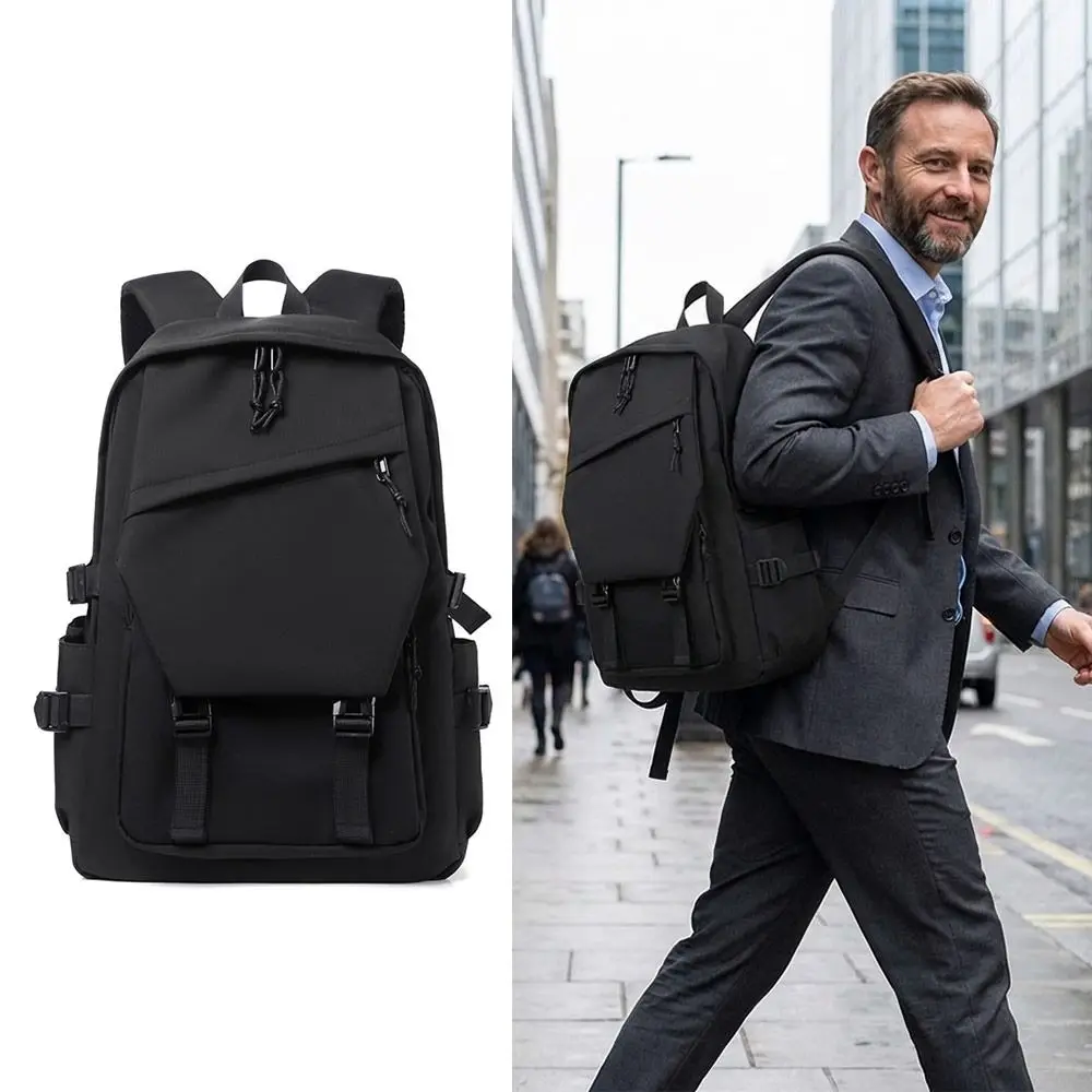Fashion Business Men's Backpack Black Lightweight Travel Backpack Waterproof Large Capacity Laptop Backpack photo 3