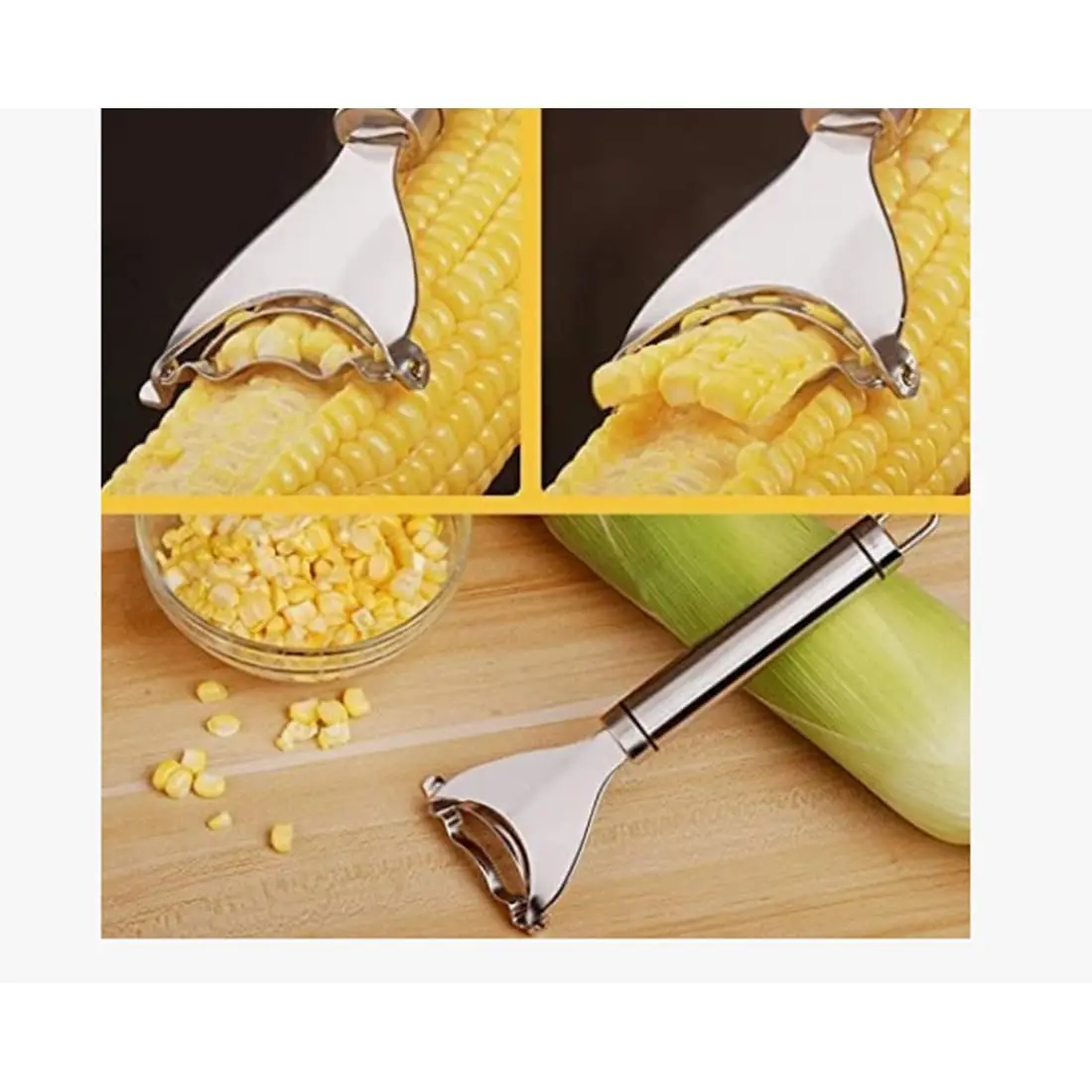 Home Y-Shaped Corn Peeler - Stainless Steel Fast Kernel Remover 3 Seconds Per Corn Kitchen Corn Shelling Lazy Tool photo 6